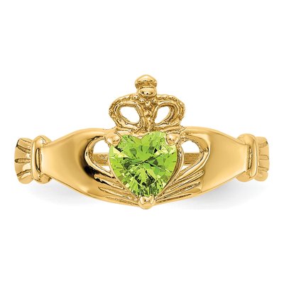 10K Yellow Gold Claddagh Heart Birthstone Ring – view 6