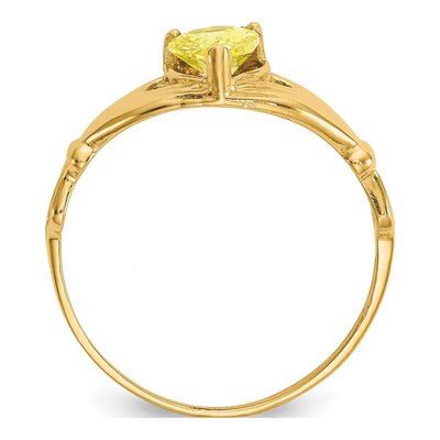 10K Yellow Gold Claddagh Heart Birthstone Ring – view 3