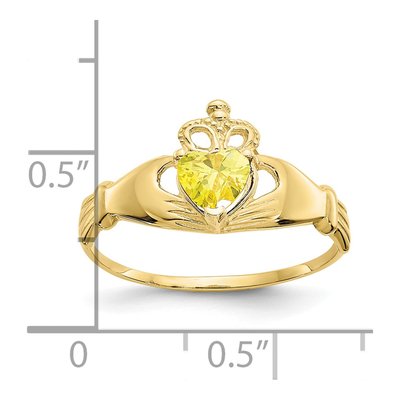 10K Yellow Gold Claddagh Heart Birthstone Ring – view 4