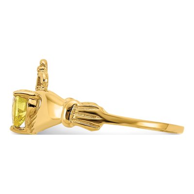 10K Yellow Gold Claddagh Heart Birthstone Ring – view 5