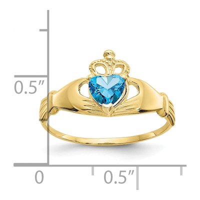 10K Yellow Gold December Birthstone Claddagh Ring – view 4
