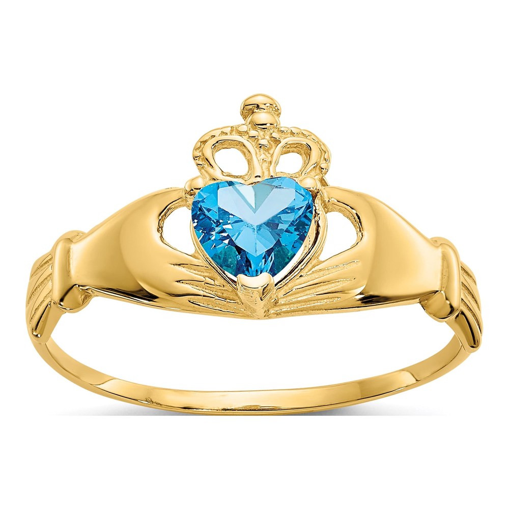 10K Yellow Gold December Birthstone Claddagh Ring