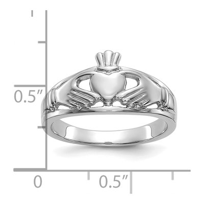 10K White Gold Claddagh Ring – view 3