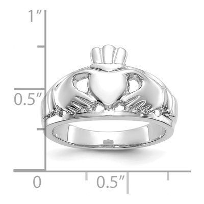 10K White Gold Claddagh Ring – view 3