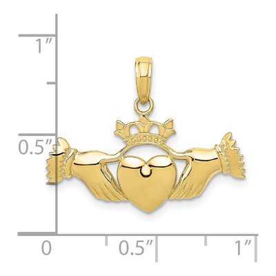 10K Yellow Gold Claddagh Pendant – view 4