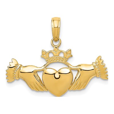 10K Yellow Gold Claddagh Pendant