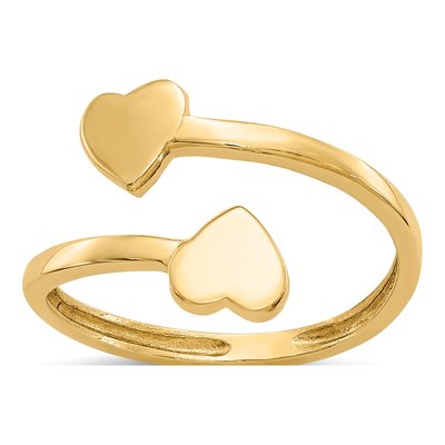 10K Yellow Gold Double Heart Toe Ring