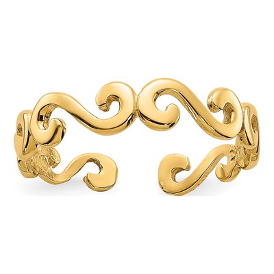10K Yellow Gold Swirl Toe Ring