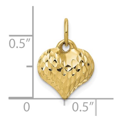 10K Yellow Gold Textured 3D Puffed Heart Charm – view 4