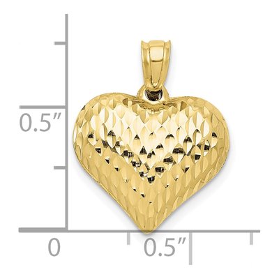 10K Yellow Gold Puffed Heart Pendant – view 4