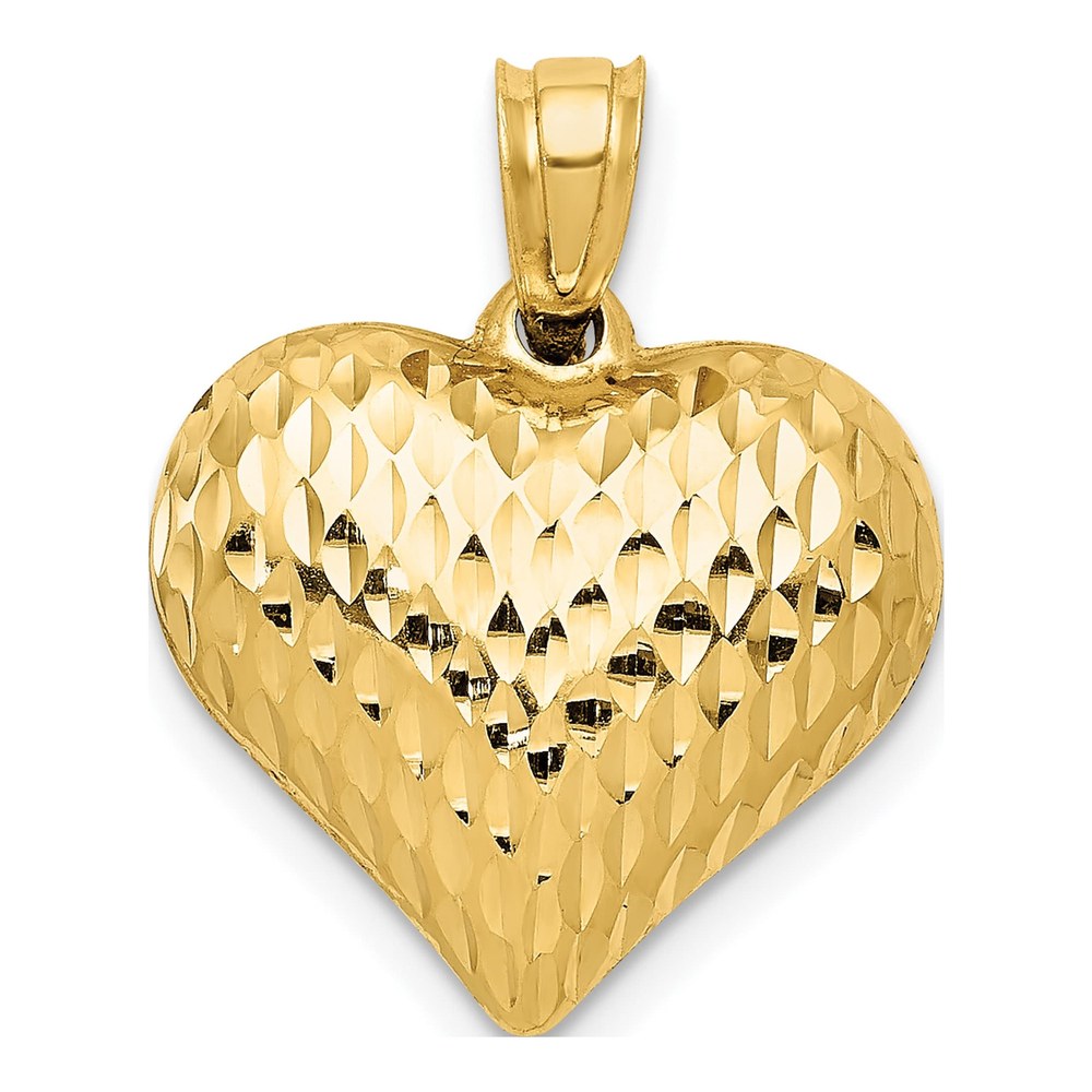 10K Yellow Gold Puffed Heart Charm Pendant
