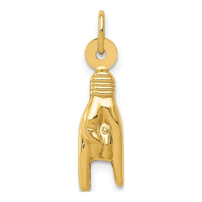 10K Yellow Gold Rock on Hand Sign Pendant