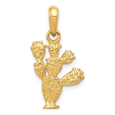 10K Yellow Gold 3-D Cactus Pendant