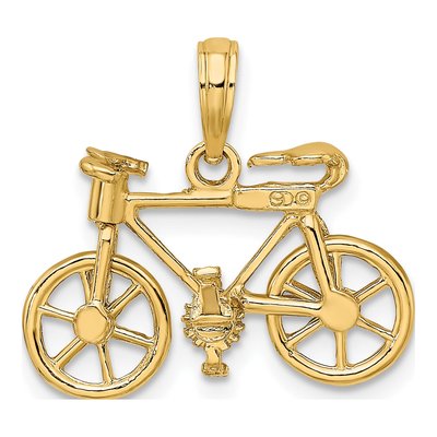 10K Yellow Gold 3D Moveable Bicycle Charm – view 5