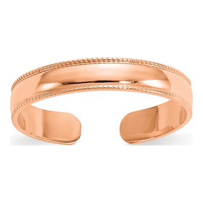 10K Rose Gold Adjustable Milgrain Toe Ring