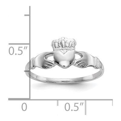 10K White Gold Claddagh Ring – view 3
