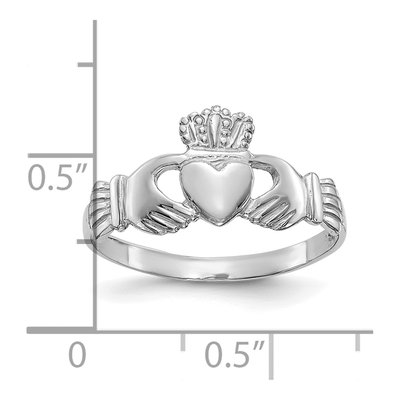 10K White Gold Claddagh Ring – view 3