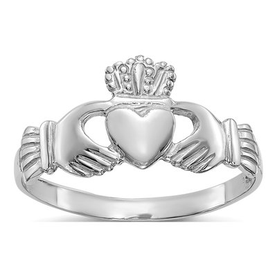 10K White Gold Claddagh Ring