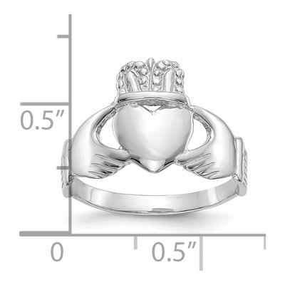 10K White Gold Claddagh Ring – view 4
