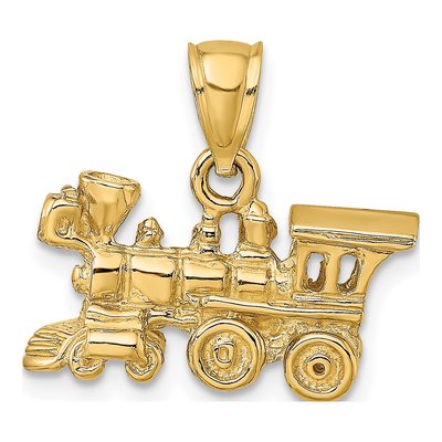 10K Yellow Gold 3D Locomotive Train Pendant – view 5