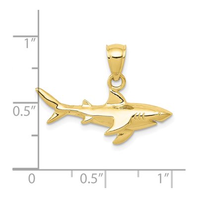 10K Yellow Gold Polished Shark Pendant – view 4