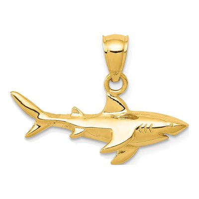 10K Yellow Gold Polished Shark Pendant