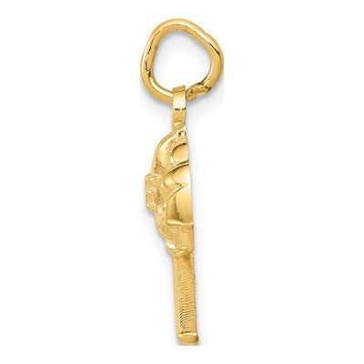 10K Yellow Gold Fire Department Axes Helmet Charm – view 3