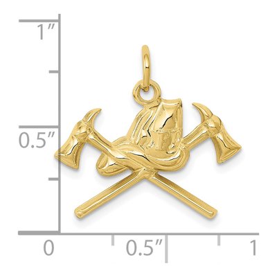 10K Yellow Gold Fire Department Axes Helmet Charm – view 4