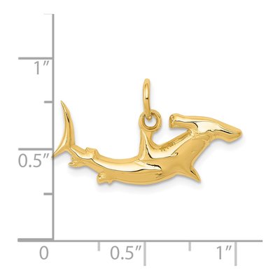 10K Yellow Gold Hammerhead Shark Pendant – view 4