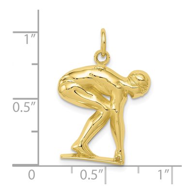 10K Yellow Gold Swimmer Diver Pendant – view 4
