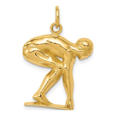 10K Yellow Gold Swimmer Diver Pendant