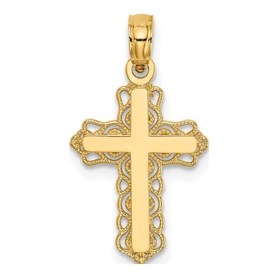 10K Yellow Gold Budded Cross Pendant