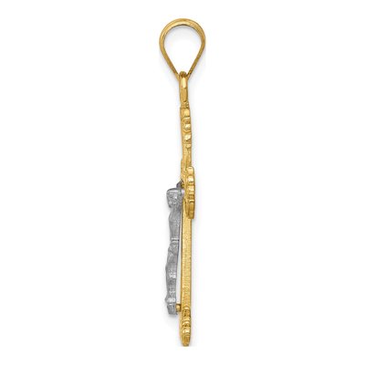 10K Two-Tone Gold Diamond-Cut Crucifix Pendant – view 3