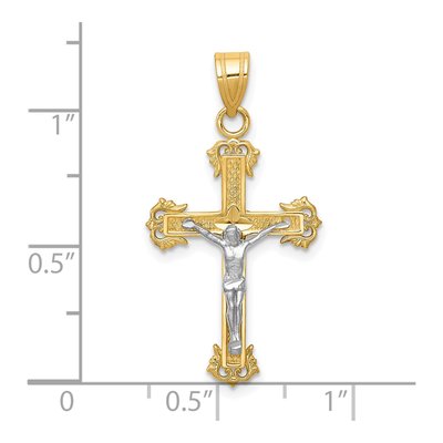 10K Two-Tone Gold Diamond-Cut Crucifix Pendant – view 4
