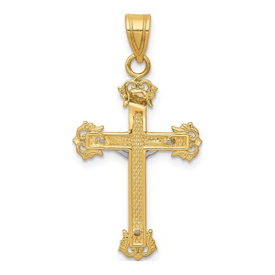 10K Two-Tone Gold Diamond-Cut Crucifix Pendant – view 5