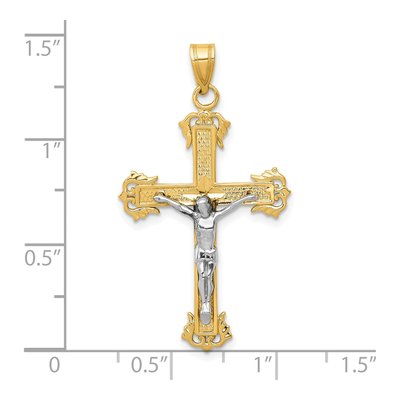 10K Two-Tone Gold Diamond-Cut Crucifix Pendant – view 4