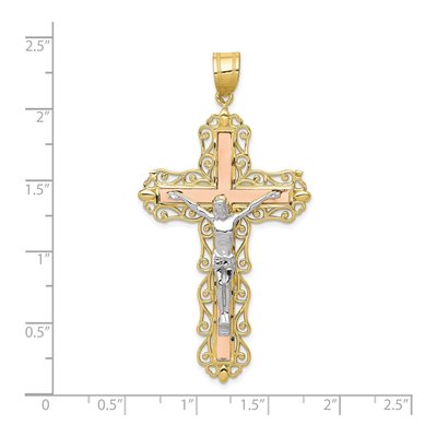 10K Tri-Color Gold Large Crucifix Pendant – view 3