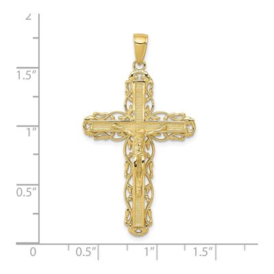 10K Yellow Gold Filigree Crucifix Pendant – view 4