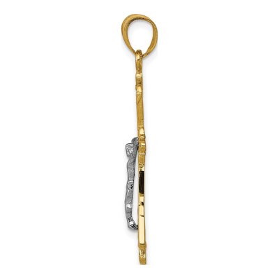10K Two-Tone Gold Filigree Crucifix Pendant – view 3