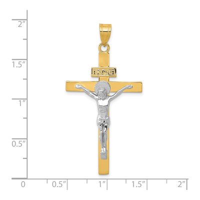 10K Two-Tone Gold INRI Crucifix Pendant – view 4