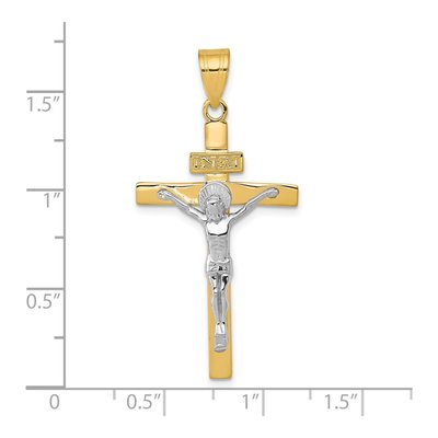 10K Two-Tone Gold INRI Crucifix Pendant – view 4