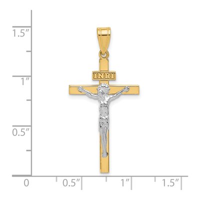 10K Two-Tone Gold INRI Crucifix Pendant – view 4