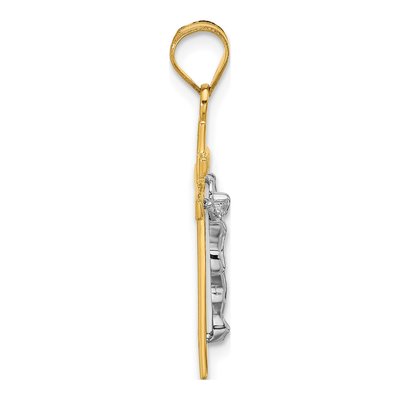 10K Two-Tone Gold INRI Crucifix Pendant – view 3