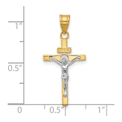10K Two-Tone Gold INRI Crucifix Pendant – view 4