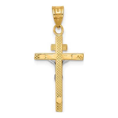 10K Two-Tone Gold INRI Crucifix Pendant – view 5
