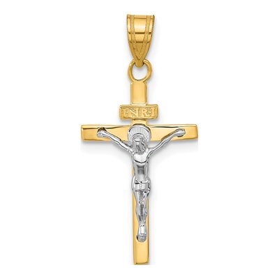 10K Two-Tone Gold INRI Crucifix Pendant