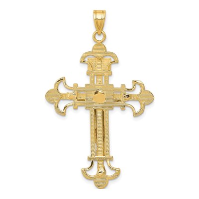 10K Two-Tone Gold INRI Fleur de Lis Crucifix Pendant – view 5