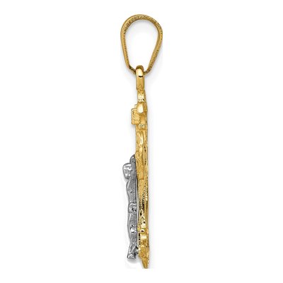 10K Two-Tone Gold INRI Crucifix Pendant – view 3
