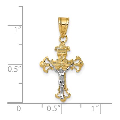 10K Two-Tone Gold INRI Crucifix Pendant – view 4