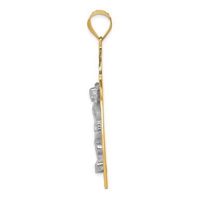 10K Two-Tone Gold Diamond-Cut Crucifix Pendant – view 3
